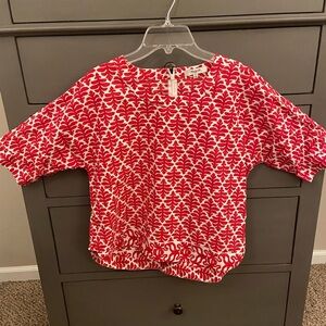 Red and white Madewell top, size small
